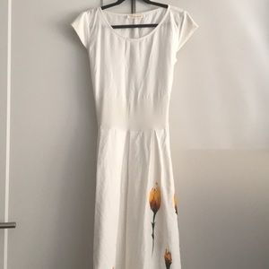 Cotton dress with hand painted tulips